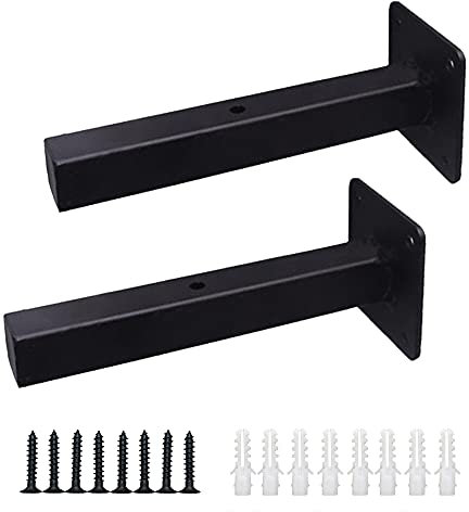 Niaciswe Equerre Etagere 2 Pièces Etagere Murale Fixation Invisible Equerre Metal Noir Equerre Fixation D'étagère Mural Rétro Equerre pour Tablette Murale Chambre Cuisine Salle de Bain