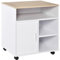 HOMCOM Multi-Storage Printer Stand Unit Office Desk Side Mobile Storage w/Wheels Modern Style 60L x 50W x 65.5H cm - Oak