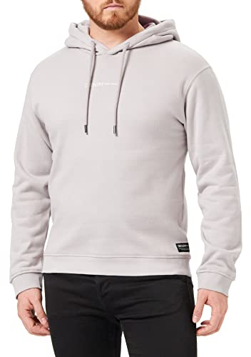 TOM TAILOR Denim Herren 1033580 Hoodie Sweatshirt Mit Kleinem Logo-Print, Light Dove Grey, M EU