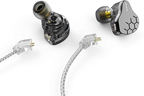 keephifi KBEAR Lark IEM Kopfhörer In-Ear-Monitor für klaren Sound, 1BA+1DD IEM mit 2-poligem abnehmbarem Kabel-Headset, HiFi-Bass Ohrhörer für Musiker, Sänger, Audiophile (grau, mit mikro)
