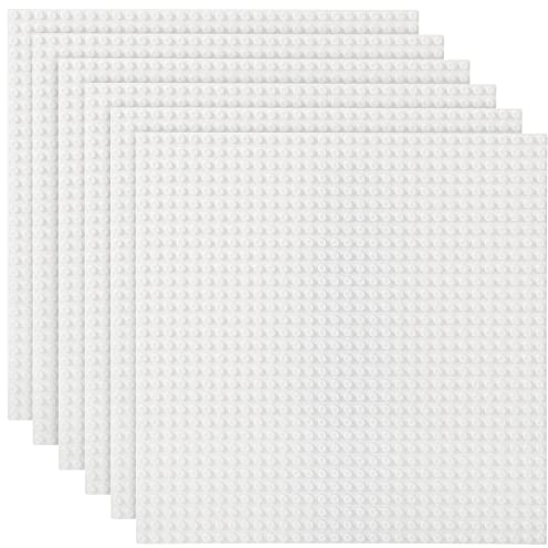 Lekebaby 6 Placas de Construcción, Compatible con la Mayoría de Marcas, 25 x 25 cm, Placas Blanco