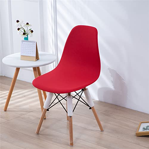 Highdi Schalenstuhl Bezug, Stretch Stuhlhussen Moderne Esszimmerstühle Bezug Einfarbige Elastischer Abnehmbar Waschbar Universal Stuhlbezug Wohnzimmer Büro Küchenstühle Husse (Rot,6PCS)