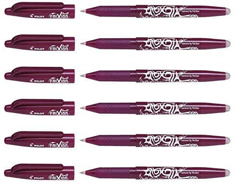PILOT Frixion Ball 07 Erasable Rollerball Pens Medium Tip Burgundy Red Pack of 6