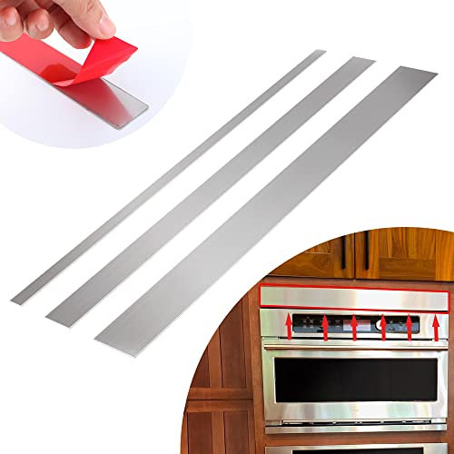 304 Brushed Stainless Steel Sheet Gap Filler, Metal Trim Strip for Wall Oven/Microwave Combo/Range/Cooktop, Self-Adhesive Gap Cover, 30 Long, 3'' Wide, 20Ga Thickness