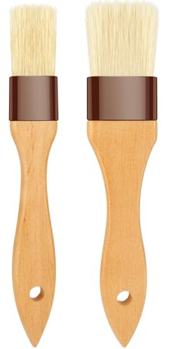 Pastry Brush-Basting Brush for Cooking,2 Pc Boar Bristles Food Brush for BBQ,Beech Wooden Handle Butter Brush for Baking/Spreading Marinade/Sauce/Oil/Egg/Kitchen Brushes for Cooking(1 &1 1/2 inch)