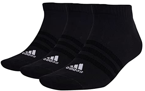 adidas Unisex - Adulto Thin and Light Sportswear Low-Cut Socks 3 Pairs, Black / White, 6.5-8