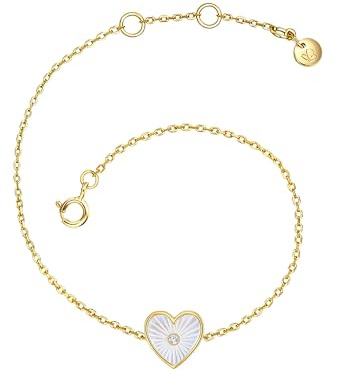 GLANZSTÜCKE MÜNCHEN Damen Armband aus 925/- Sterling Silber mit Perlmutt/Zirkonia