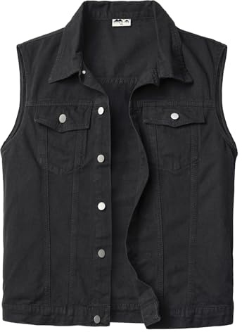 KTWOLEN Herren Denim Weste Vintage Kutte Jeans Weste Ärmellose Jacke Motorradweste Jeansweste für Männer
