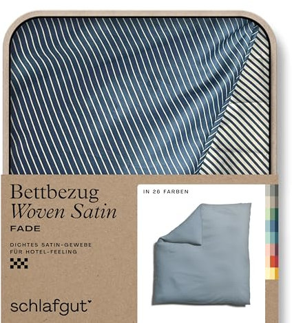 schlafgut Woven Fade Satin Bettwäsche 200x200cm gestreift Bettdecke Bezug einzeln, Gray Fade in Hotelqualität mit 100% Baumwolle