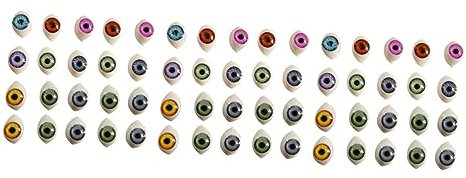 COHEALI 300 pcs Cary Cartoon Eyes Half Oval Doll Eyes Flatback Jewelry Beads Handmade Doll Eyes DIY Doll Making Accessories Resin Craft Eyes Toys Plastic playes Fake Eyes Baby Props