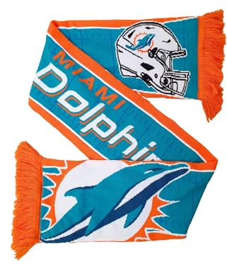 Great Branding Miami Dolphins NFL HD Jaquard Scarf Türkis Orange Schal - Stk