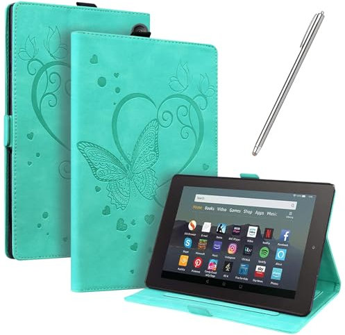 JayModCase Case for Amazon All-New Kindle Fire 7 Tablet (2022 Release-12th Generation), PU Leather Flip Stand Function Cover with Card Slot Protective Tablet Case (Green)