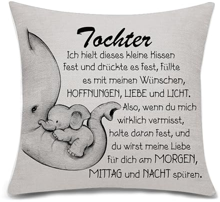 Bacmaxom Schöne Geschenk für Tochter von Mama Papa Elefant Cartoon Kissenbezug für Tochter Geburtstag Geschenk Familie Geschenk (Tochter)