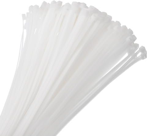 sourcing map 200pcs 400mm/16 40 Lbs Cable Zip Ties Self-Locking Extra Long Nylon Cable Tie Wraps 5mm for Cord Management, White