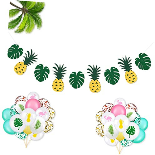 ibasenice Pineapple banner Hawaii-Partydekore Hawaii Flagge ziehen Dekorationszubehör für Strandpartys Ananas dekorative Gegenstände Latte-Kunst Ziehen Sie die Flagge das Banner