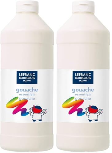 Lefranc Bourgeois Educación - Kinder Gouache para Pintura, 1L, Blanco (Paquete de 2)