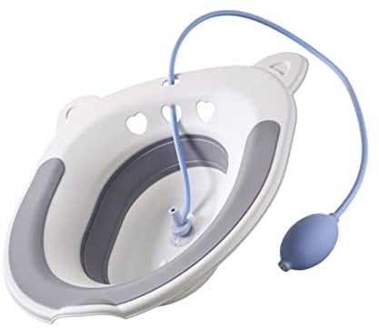 JECOMPRIS Postpartales Sitzbad Verdicktes Sitzbad Mit Überlauflöchern Grau Rutschfest Für Toilettensitz Zur Perinealpflege