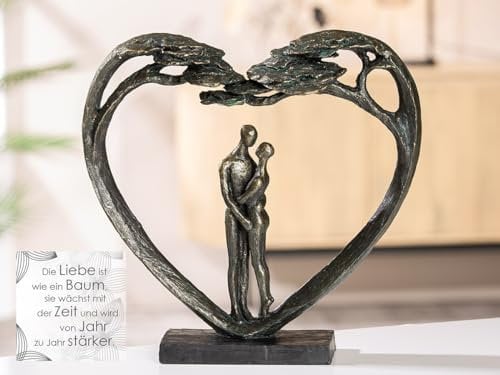 Casablanca Skulptur Love Tree - Kunstharz - Bronze - Höhe 31,5 cm - Paarmotiv - Herzform - Deko - Geschenk - Wohnzimmer - Skulpturen