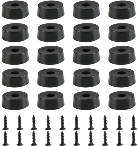 Rubber Feet for Garden Furniture 20 Packs 1 Inch 25mm Non Slip Bumper Round Black Rubber Pads Floor Protectors for Garden Furniture Chopping Board Chair Feet Ladders Cabinet Couches