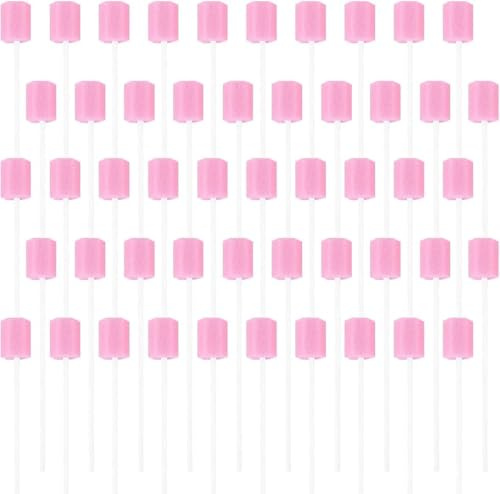 100 Stück Reinigung Mund Tupfer,Schwamm Mund Tupfer,Mundpflege Schwamm, Mundschwamm Täbchen,für Tägliche Mundpflege und haushaltsbedarf von Erwachsenen,Kindern Oder Haustieren(Rosa)