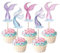 Xsstarmi 40 Pack Mermaid Tail Cupcake Toppers Mermaid Tail Cake Decorations Under the Sea Party Decors Cupcake Picks for Mermaid Theme Baby Shower Birthday Party Decorations