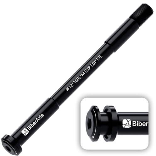 BiberAxle 12 mm Thru Axles for Bicycle Forks and Rear Bicycle Frame, Mountain Bike and Road Bikes, Aluminium Alloy Hub Adapter Axle, (Thread Pitch: 1.0 mm/Length: 160 mm)