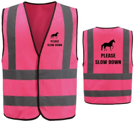 AYKRM Gilet de sécurité haute visibilité réfléchissant – Gilet haute visibilité pour la sécurité et le travail, Cheval-rose, M