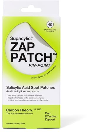 Carbon Theory ZAP Pin Point Spot Patches 40 Pack | Salicylic Acid Overnight Treatment Targeting Whiteheads And Blemishes. Soothes Redness And Irritation.