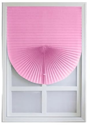MTKSFDC Plissee Ohne Bohren Selbstklebende Jalousien Fensterjalousien Verdunkelungsplisseevorhänge Schnurloser Papierschirm Faltender Vliesstoff for Badezimmerbalkon(Pink,60x180CM)