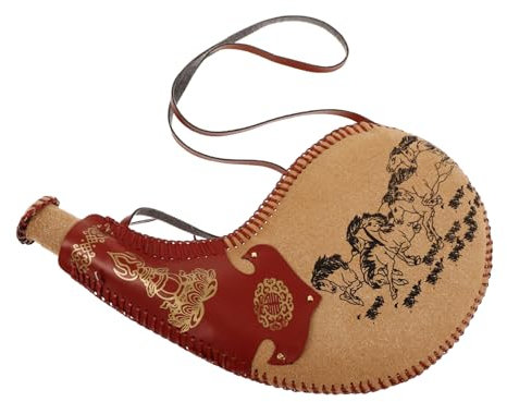 EXHUMKY Wasserbeutel Aus Leder Traditionell Tragbar Vintage Weintasche Mit Schultergurt Für Outdoor Camping Wandern Picknick