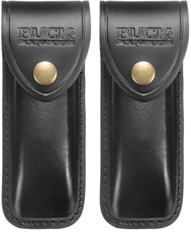 sourcing map 2pcs Leather Knife Sheath 5.71 Leather Pocket Knife Sheath with Hole for Folding Knife Camping Hunting Outdoors, Black