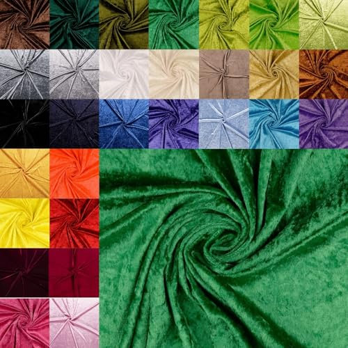 Pannesamt Meterware - Panné Samt Stoff - Dekostoff, Knit Velour Polyester - Samtstoff glänzend - Velour glänzend *Ab 50cm x 147cm, Farbe: 070 grün