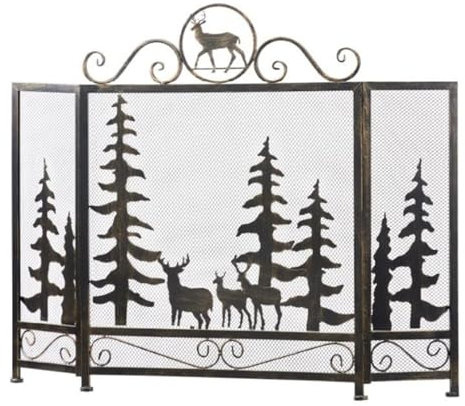 GTPBAO Salvachispas Chimenea Protector contra Chispas De 3 Paneles para Chimenea De Villa, Sala De Estar, Vestíbulo, 111×88cm, Protectores contra Chispas De Acero Hechos A Mano