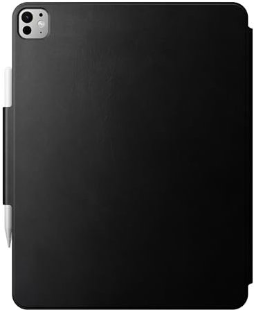 NOMAD Modern Leather Folio | para iPad Pro | Funda de piel auténtica resistente con marco de policarbonato | Protección mediante parachoques TPE | Apto para iPad Pro 13 M4 (2024) | Negro