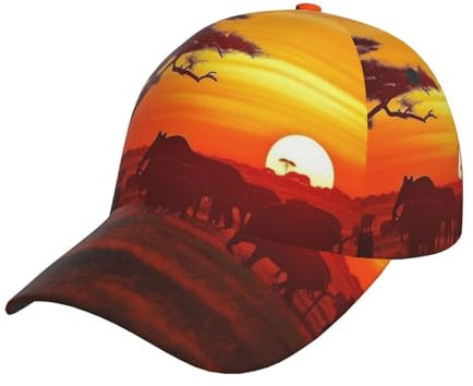 Cappellino da Baseball con Visiera Regolabile e Stampa Tramonto Animale Africano
