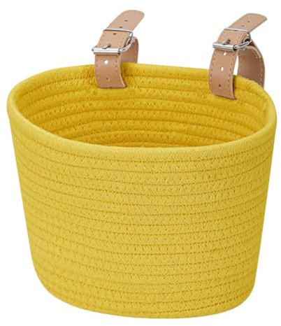 YGMXZL Kids Bike Basket for Boys & Girls - Woven Sisal Rope Bicycle Basket | Fits Balance Bikes, Scooters | Lightweight Decorative Storage (yellow)