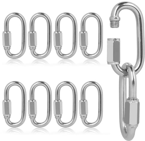EFUTURETIME 10 x Schraubverbinder M6 Kettenverbinder Edelstahl 304 | Schnellverbindungsglied Kettenglied Schraubbar für Schnellverschluss, 396kg Tragkraft