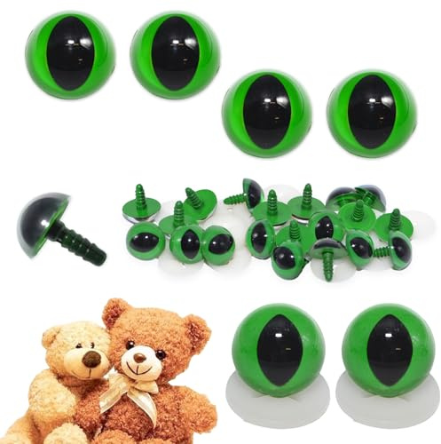 celloexpress 18mm Green Cats Eyes with Plastic Backs - Safety Eyes for Soft Toy Teddy Bear Animal Making (Pack of 2 Pairs)