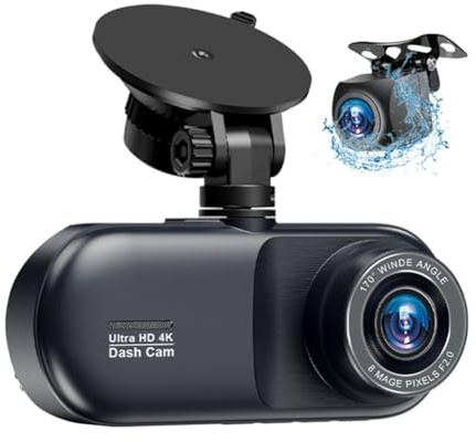 Suoumwa 4K Car Dash Cam 4K Car DVR Video Recorder Camera 3 Channel Front Rear and Inside Night Vision 24H Parking Monitor APP Control WIFI DVR Recorder Camera