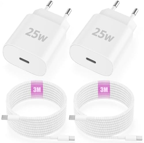 2er-Pack iPad Ladekabel Original und iPad Ladegerät,25W USBC iPad Netzteil | 3M USB C Kabel Schnellladekabel für iPad Pro 13/12.9/11, Air 5/4 Gen, i Pad 10/11, i-Phone 15 16 17 Pro Max/16 Plus