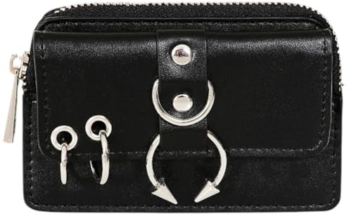 Banned Rebel Sugar Wallet – Gothic O Ring Punk Kartenetui, Schwarz