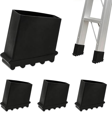 Tacos de Goma para Escalera, Adaptadores para Escalera Telescópica y Escalera Aluminio, Protector Antideslizante para Tubo Cuadrado 2.5x5cm, 4uds, Negro