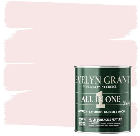 Evelyn Grant All-IN-ONE Paint & Primer - Multi-Surface Paint For Interior Walls, Outdoor Garden & Exterior Walls, Wood Furniture | High Durability Multi-Feature - Blush Pink - 2.5L - Matt