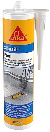 Sika - Sikasil Pool, Bianco - Sigillante siliconico per giunti di piscine - Monocomponente - Alta resistenza al cloro - Cartuccia da 300ml