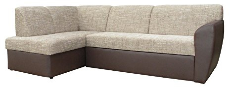 mb-moebel Ecksofa Sofa Eckcouch Couch mit Schlaffunktion und Bettkasten Ottomane L-Form Schlafsofa Polstergarnitur Margo (Ecksofa Links, Braun)