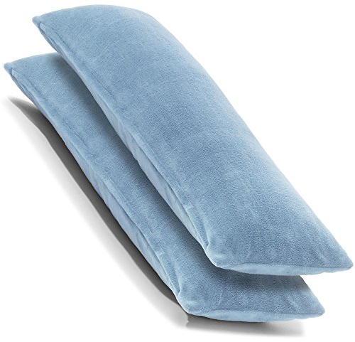 CelinaTex 2er Set Kissenbezug 40x145 cm Doppelpack Coral Fleece Kissenhülle, Seitenschläferkissen Bezug Stillkissenhülle Comfortable hell blau 5001368