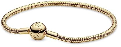 PANDORA Schlangen-Gliederarmband in Gold mit 18 Karat vergoldete Metalllegierung aus der PANDORA Moments Collection, 16cm