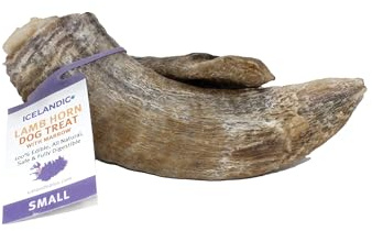Icelandic+ Lamb Horn with Marrow - Small - 4-5.5 Dog Chew, Long-Lasting Treat, Puppy-Small Dogs, Keratin, All-Natural, Pet Snack, Edible & Digestible