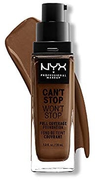 NYX Professional Makeup Can't Stop Won't Stop Full Coverage Foundation, Langanhaltend, Wasserfest, Vegane Formel, Mattierter Teint, Farbton: Deep cool
