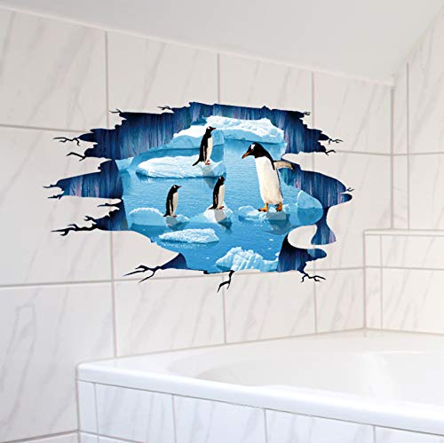 qunxun Pinguine Boden Aufkleber Vinyl DIY Gletscher Trail Tiere Fliesen Aufkleber Für Kinderzimmer Toilette Dekoration